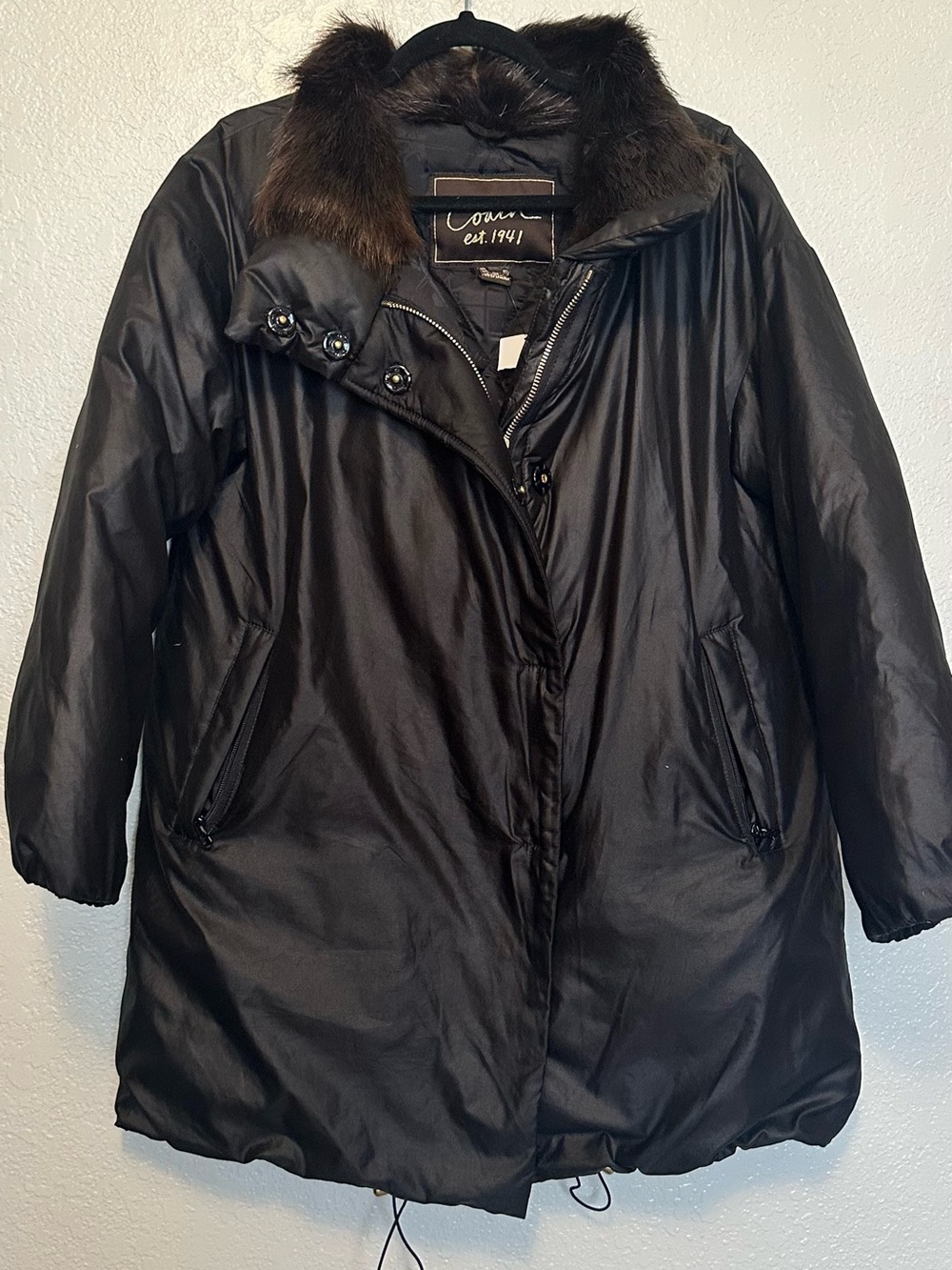 Coach Down Puffer with Beaver Collar S